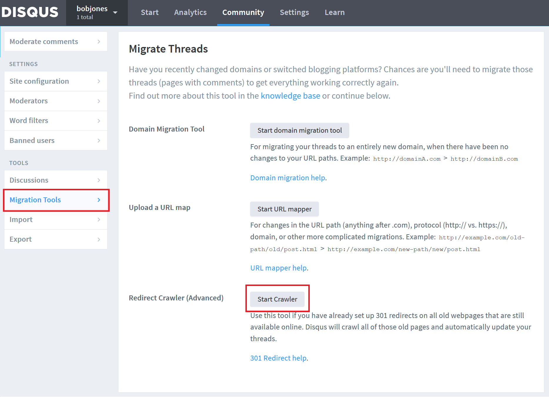 Disqus crawler